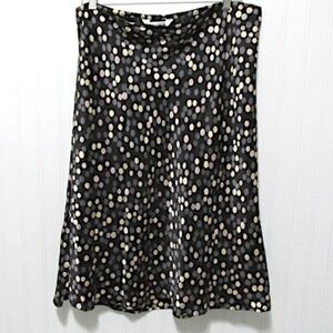 Allison Taylor Flared Polka Dot Silk Skirt, Size XL